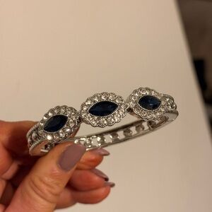 Silver Bracelet with Blue  Stones